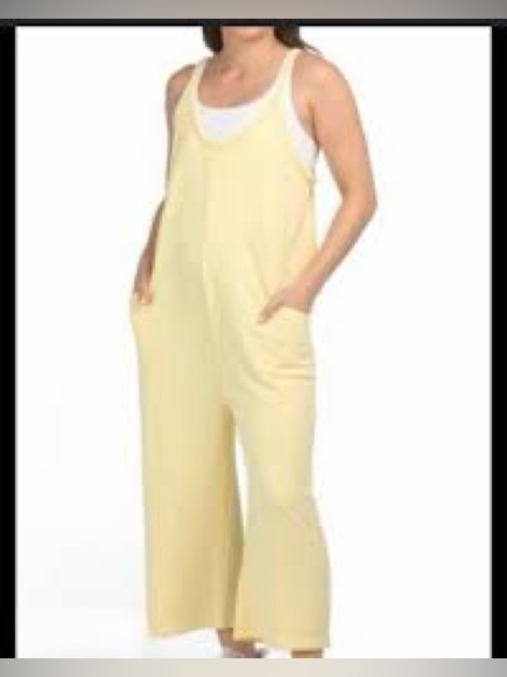 NWT SIZE L Sundry Soft Yellow Wide-Leg Tank Jumpsuit
